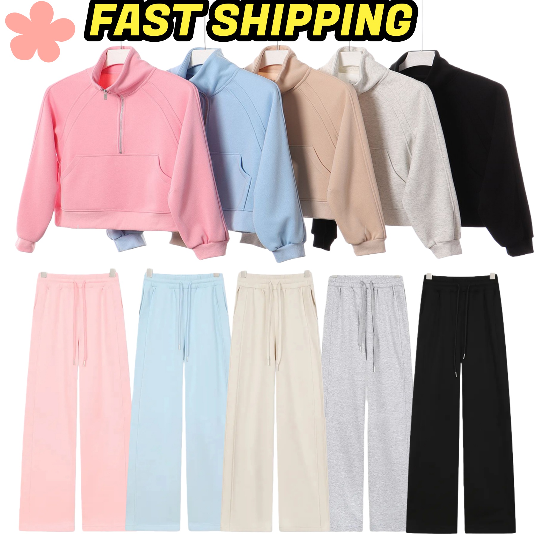 yoga sets tracksuit women hoodie yogawomen top Fitness running set beautiful doublet Casual sweatshirt and loose trousers Sporty and comfortable-image-1076904816