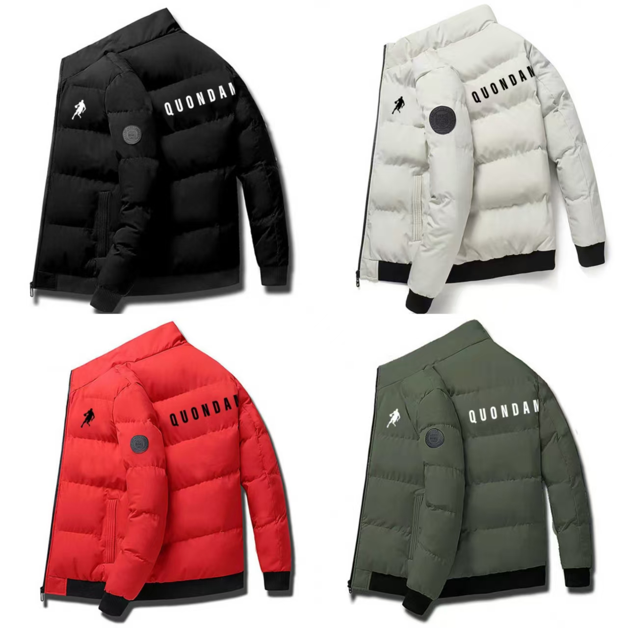 Veste rembourrée en coton à col montant chaud et épais pour hommes - Vêtements d'extérieur décontractés et polyvalents, style minimaliste coupe-v