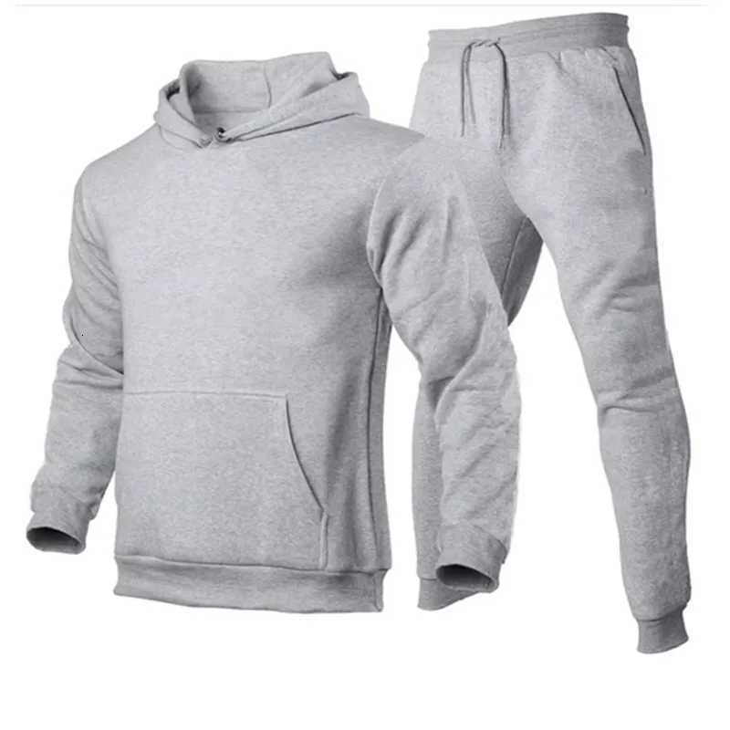 Basique hommes/femmes 2 pièces/ensembles blouson à capuche pantalon 2023 hommes gymnases Fitness hauts Joggers vêtements de sport survêtementsT25