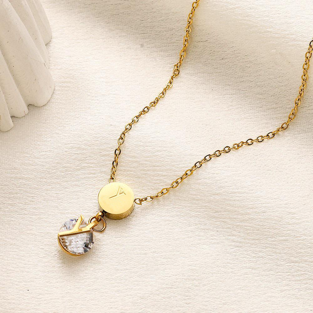 Ne se décolore jamais Plaqué Or Marque Designer Pendentifs Colliers En Acier Inoxydable Lettre Ras Du Cou Pendentif Collier Perles Chaîne Bijoux