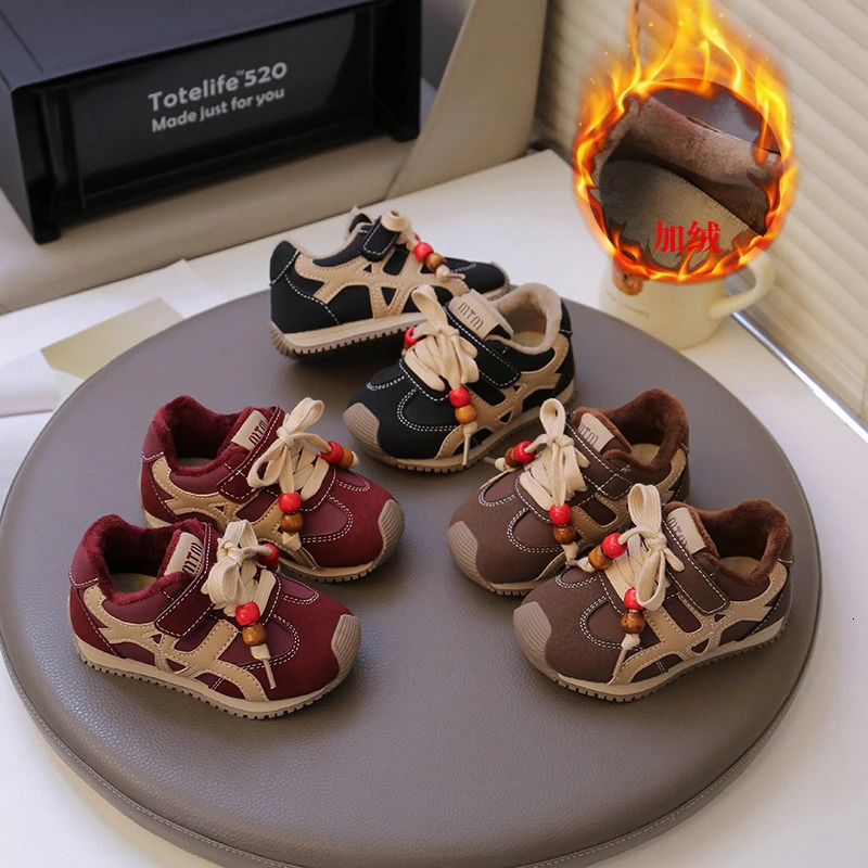 Winter Childrens Boys Girls Casual Retro Fleece-lined Lightweight Comfortable Sneaker Kid Toddlers Casual Warm Sports Shoes 251112BJ