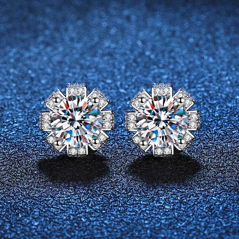 luxury Moissanite Stud D Color Brilliant Round Cut Created Diamond 925 Silver Earrings for Women K251117-image-1110711530