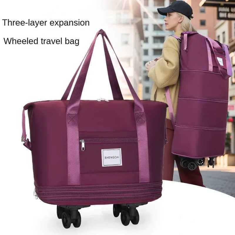 Travel bag large capacity detachable universal wheel storage bag portable multi-layer luggage bag with wheel inspectionW250417-image-1053860739