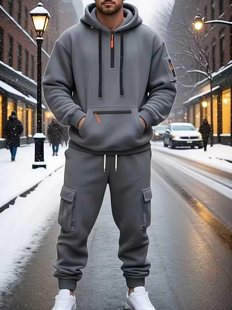 Sweat-shirt à capuche pour homme, vêtement chaud d'extérieur, décontracté, confortable, Streetwear, à la mode, 1/2piecsT251117