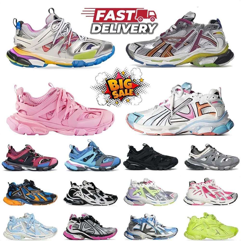 Designer Runner 7.0 7.5 Casual Shoes Track 3.0 Sneaker Men Women Paris Triple White Black Pink Grey Beige Gomma Leather Nylon Printed Platform Eur 3