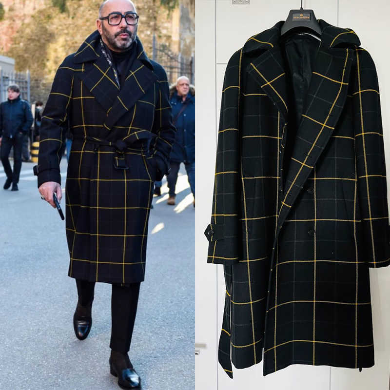 Classic Men Wool Blend Overcoat 1 Piece Notched Lapel Double Breasted Coats Business Formal Occasion Warm Customized