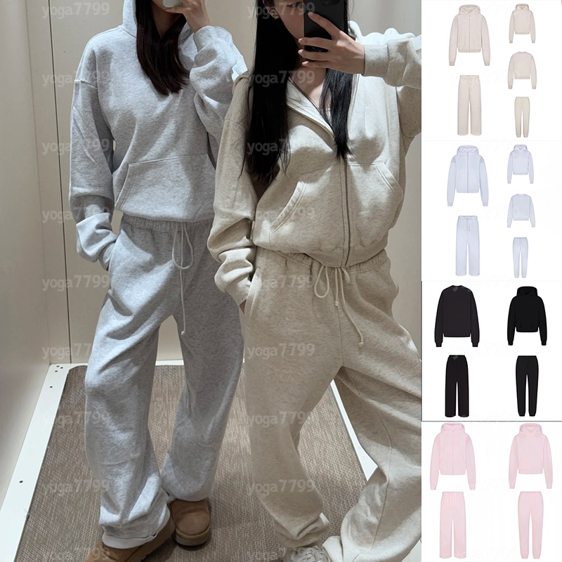 Skimsie Sets Women's Set Outfit Classic Zip Up Hoodie Pink Jacket Full Zip + Pants Sweatpants Sweat Long Clothes Outfit Sports Sportswear Casua