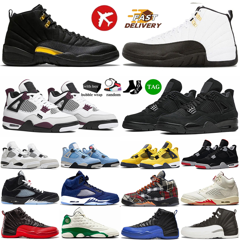 Chaussures de basket-ball 4S 5S 12S Baskets Designer Baskets Plateforme Chaussures Gris Voile 4 Militaire Chats Noirs Peur Blanc Thunder Bred Ext