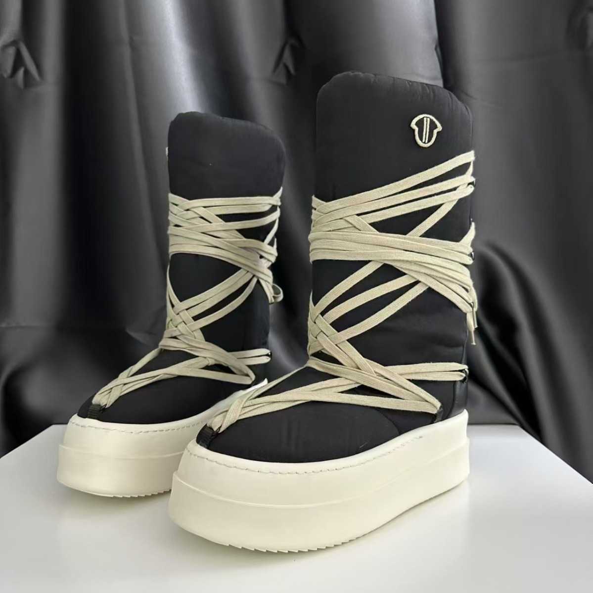Ro chaussures bouche couverture bottes de neige hiver vers le bas résistant au froid imperméable à semelles épaisses bottes mode créative fou den