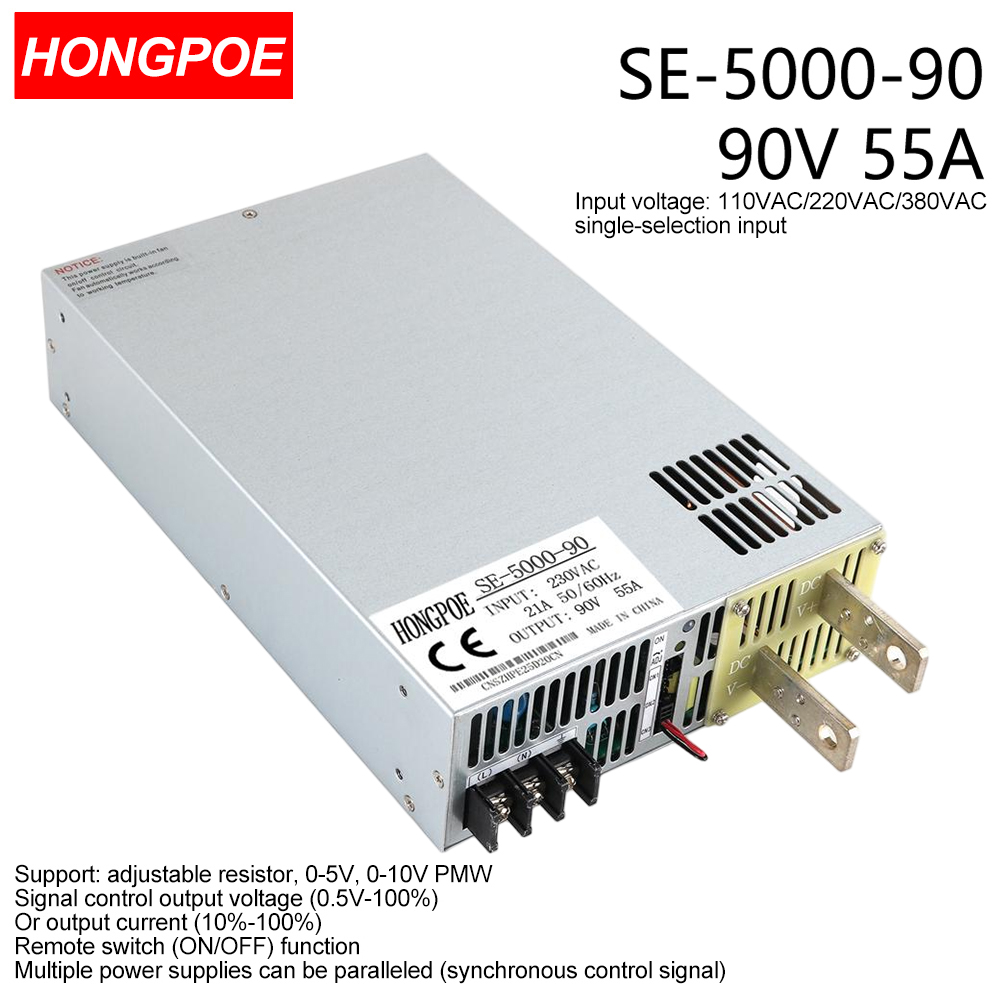 90V 55.5A 5000W SMPS CE Certified Adjustable AC-DC Power Supply with 0-5V/0-10V PLC/PMW Signal Control, 0-90V Regulator, 90V 55.5A Power Supply-image-1109161435