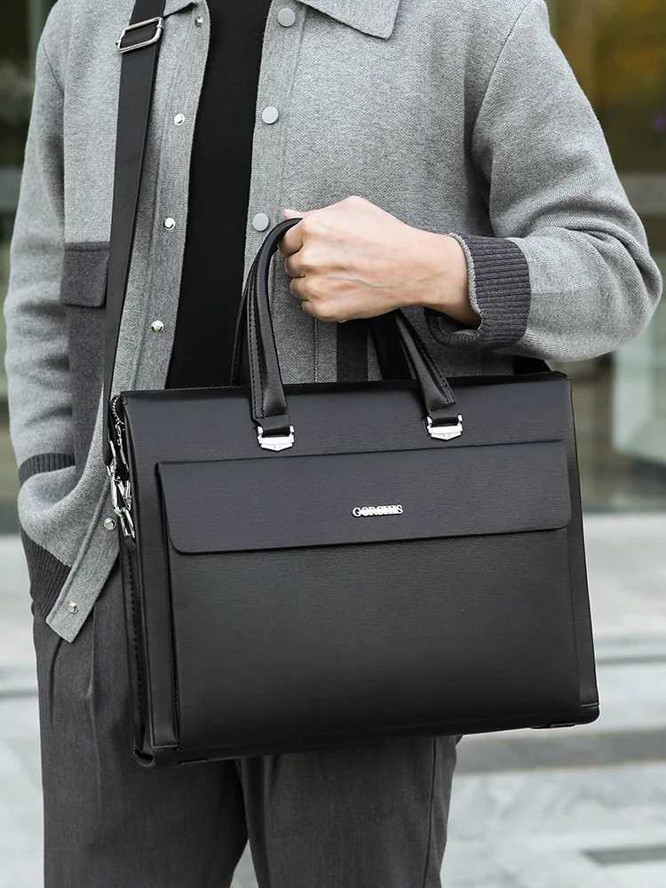Executive mens briefcase PU leather designer password lock business office 15 6 inch laptop handbag messenger bag Z250418