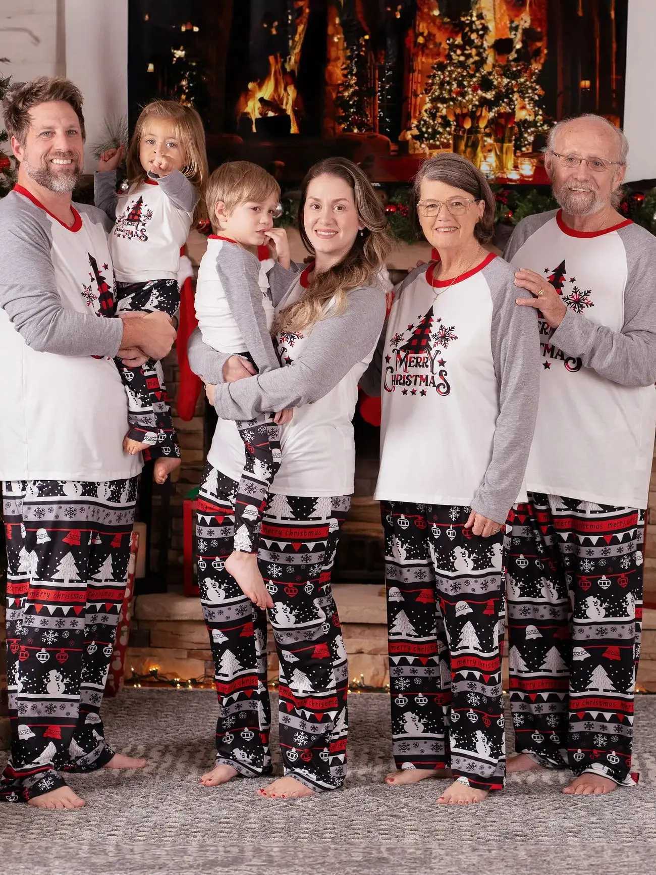 2025 New Christmas Tree Print Family Pajamas Set Parent-child Matching Clothes Loose Cute 2 Pieces Suit Sleepwear Xmas Look Pjs C251118-image-1085085019