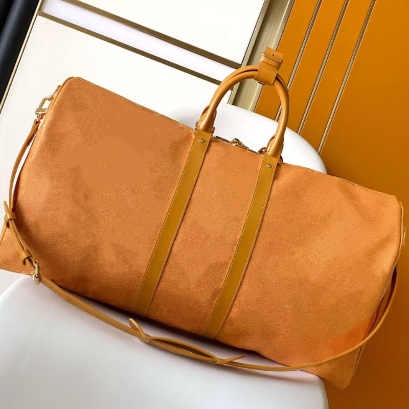 10A Top of the line origina duffle bagl 55cm travel bag with classic coated canvas side straps designer fabric lining and top leather handle