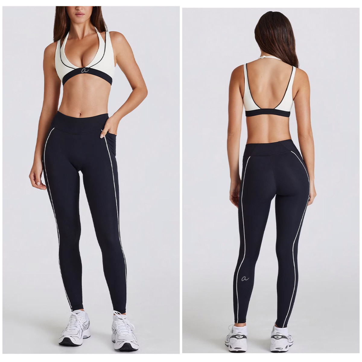 Womens Yoga Two Piece Set 2 Pieces Suit Gym Top Bra Tennis Shorts Leggings Pockets Suit Fitness High Waist Push Up Workout SetTracksuits Sportswear
