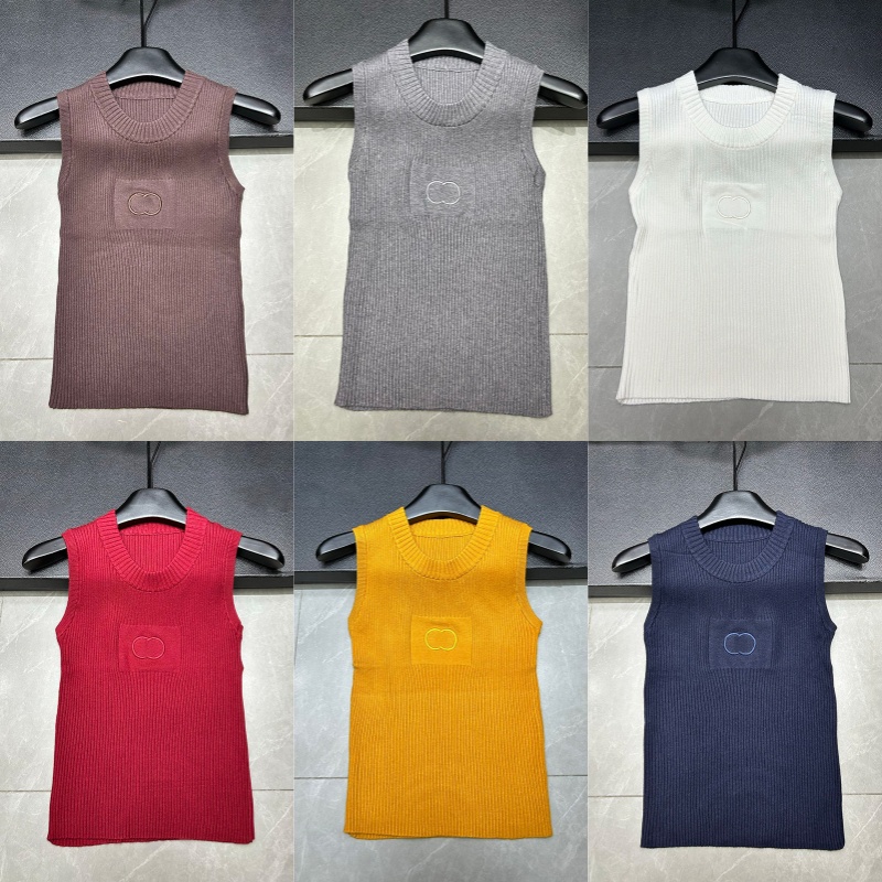 Luxury Slim Fit Knitted Vest Top For Women Designer Letters Crew Neck Sleeveless Knits Summer Vacation Birthday Singlet-image-1098122861