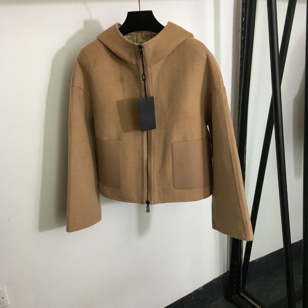 Coats women's Designer Jackets coats for woman Luxury Outerwear Jackets knitted coat top F brand classic double-sided leather patch jacquard zi