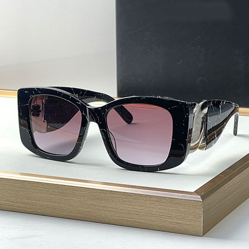 Luxury women rectangular sunglasses mens designer UV400 protective glasses Black acetate framed metal frame high quality women glasses Outdoor sunsh