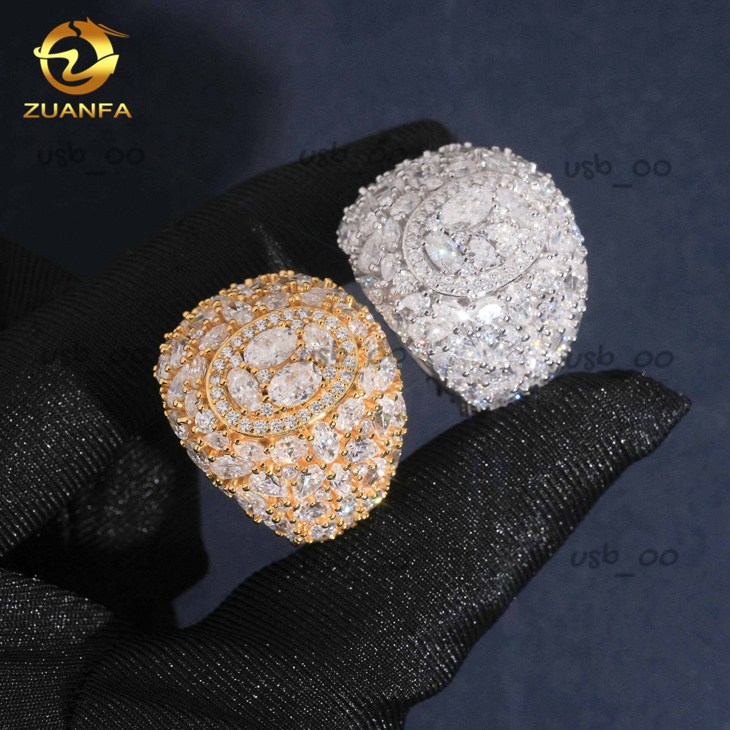 New Arrivals Bulk Stock Fashion Fully Iced Out Hip Hop Ovalmarquisepear Vvs Moissanite Diamond 925 Sterling Silver Man Ring