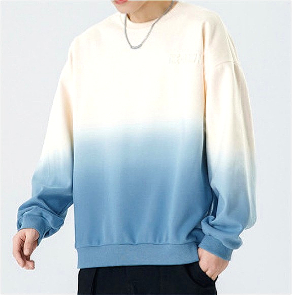 H328 Men Long-sleeved Autumn and Winter Heavy Loose Solid Youth Casual