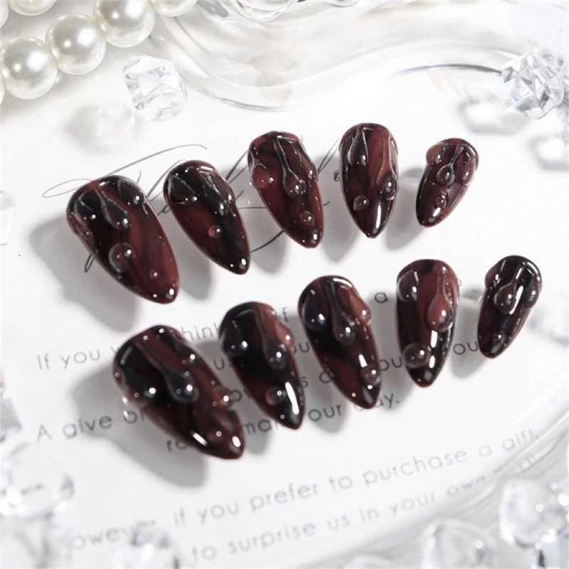 10Pcs Red Gradient Handmade Press On Nails False Nails Almond Luxury Full Cover Fake Nails Artificial Goth Decoration Nail TipsT251118T251119-image-1085220929