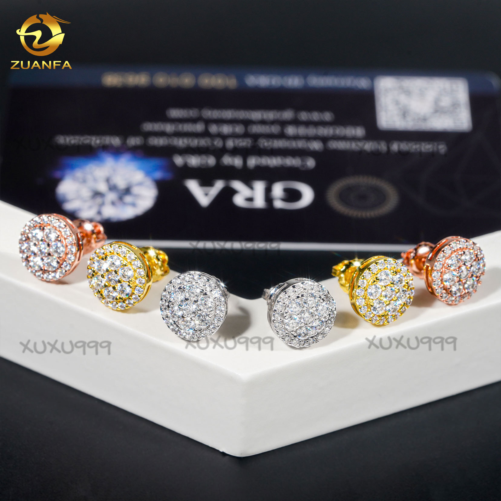 Vvs Wholesale Diamond Earring Men Women Factory Price Solid Gold Plated Round Style Screw Back Moissanite Stud Earrings