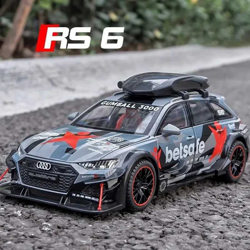 1/24 Audi RS6 Modified Vehicles Car Model Toys Alloy Diecast With Pull Back Light Sound Model Cars Boys Gifts For Children C251118-image-1085179897