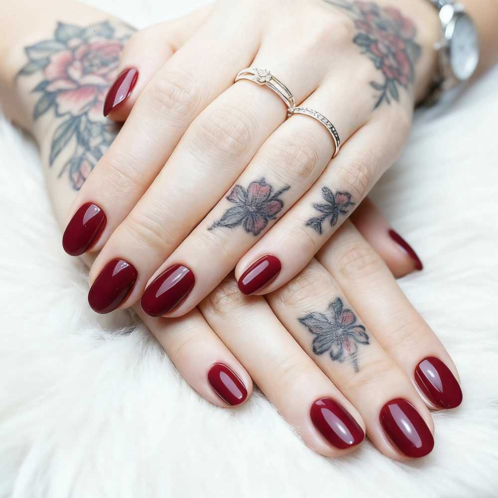 48Pcs Shiny Dark Brown Acrylic False Nails For Woman Oval Short Fake Nails Press Ons DIY Finger Tips Wholesale Manicure ToolT251118T251119-image-1085214954