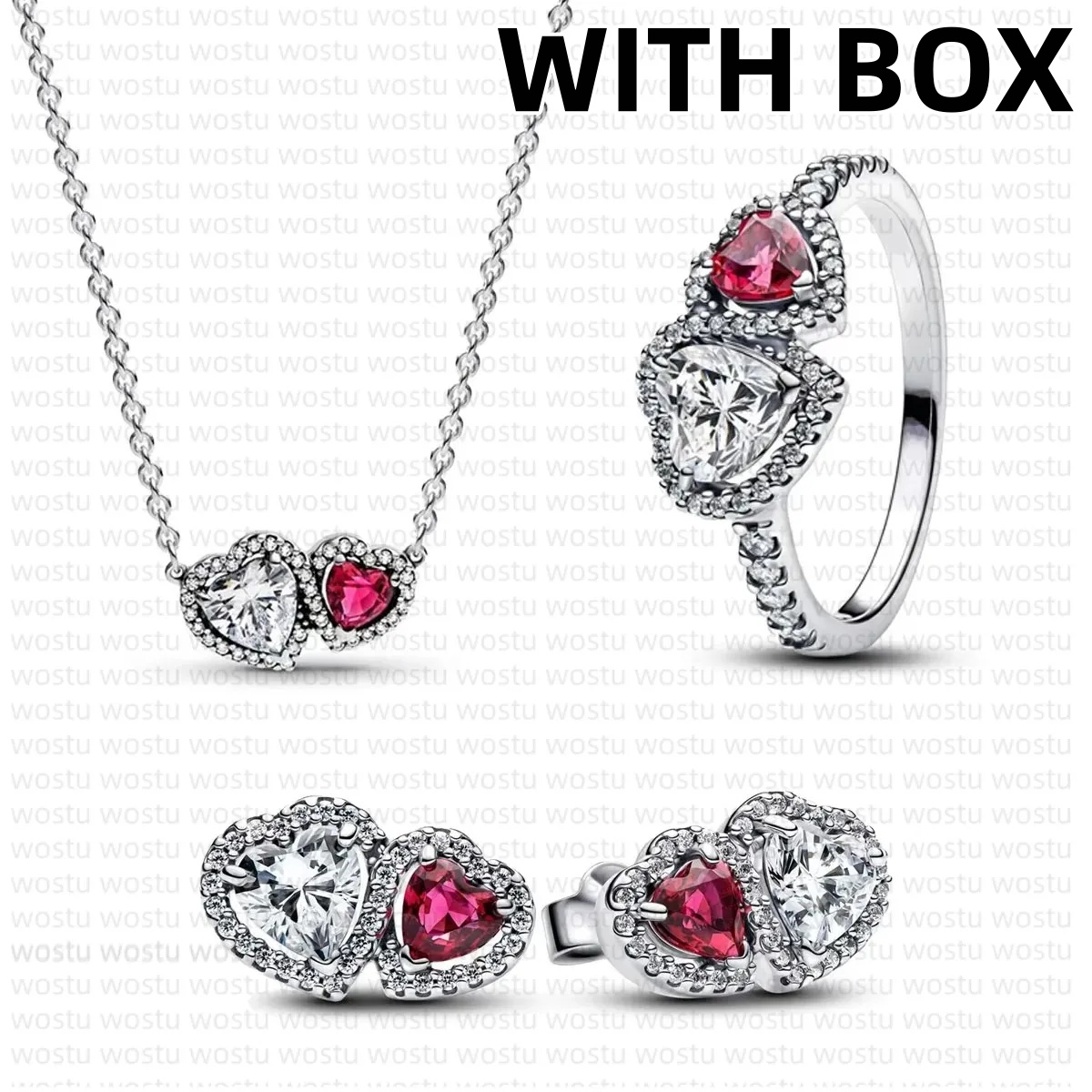 Designer Ring necklace heart earrings with box Women Jewelry 925 Silver Pink Shining Bow diamonds Rings Earrings Necklaces set Wedding party Gift wh