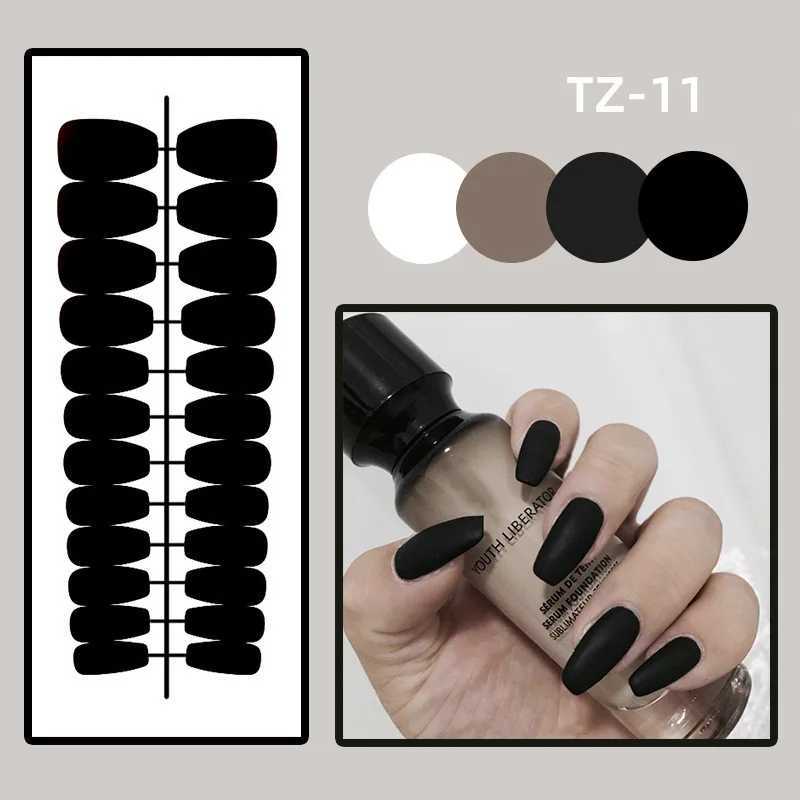 24Pcs/Set Long Round Head Bright Solid Color Press On Acrylic Nail Art Fake Nails Finished Wearing Manicure Reusable False NailsT251118T251119-image-1085220282