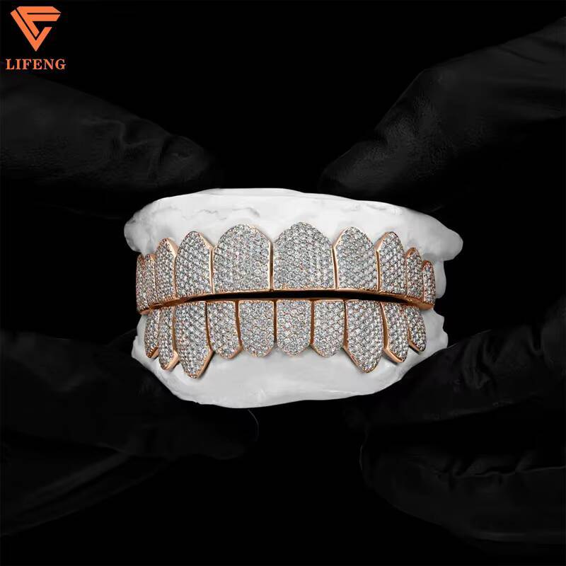 Custom 925 Sterling Sliver VVS Moissanite Grillz Iced Out Womens and Men Hip Hop Jewelry Grillz Teeth Diamond Moissanite Grillz-image-1085171107
