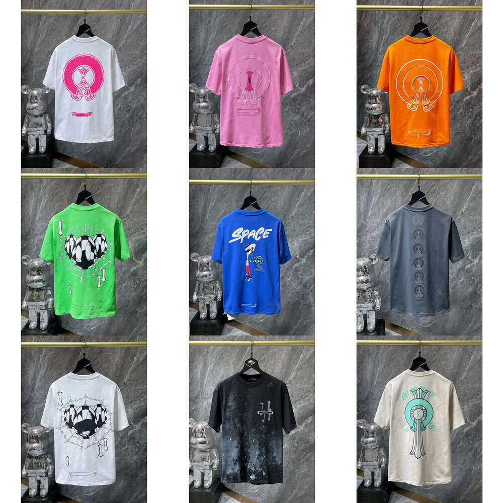 Summer New Designer Chrome Men's T Shirt Loose Plus Size T Shirt Clothing Fashion Tops Men's Casual Chest Letter Shirt Street Shorts Sl