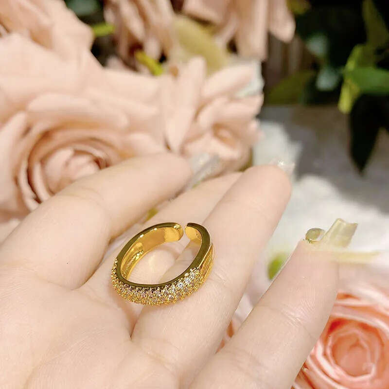 2026 INS Gold colored three rows full of diamonds Big Wedding Band Luxury Rings Set for Bridal Women Engagement Finger Party Gift Designer Jewelry