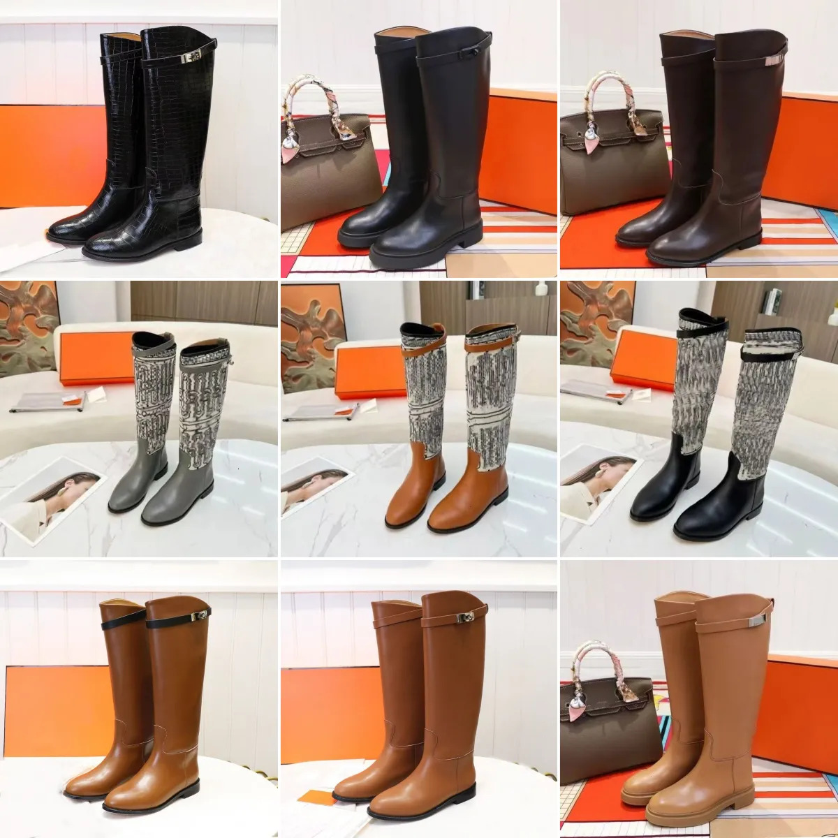 2025 top quality For Lady Buckle Black Calf Leather brand Knight Long Knee Boot Designer Fashion Winter Famous Jumping Women Tall Boots Multi Color