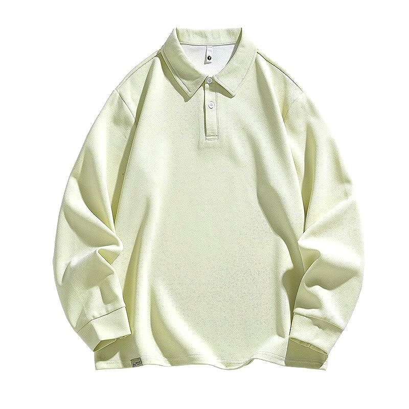 H333 Men Long-sleeved Autumn and Winter Heavy Loose Solid Youth Casual