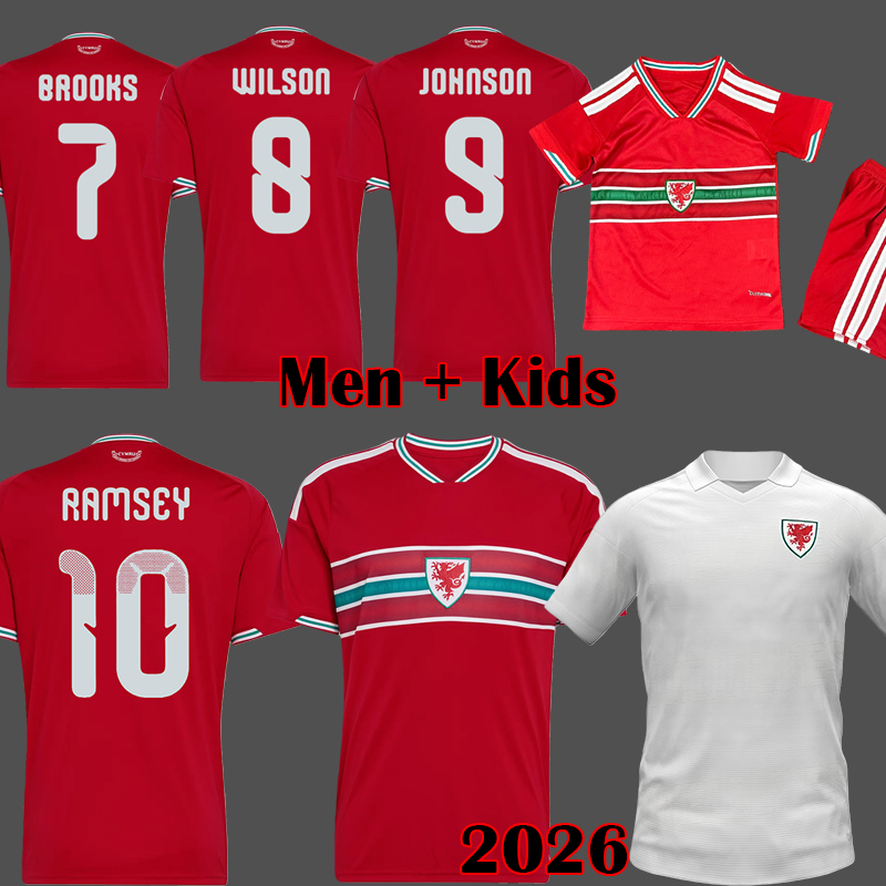 2026 Wales Soccer Jerseys JOHNSON Football Shirts WILSON 26 27 Wales National Team Kits MOORE Camiseta De Futbol JOHNSON Men Kids Kit uniforms-image-888673476
