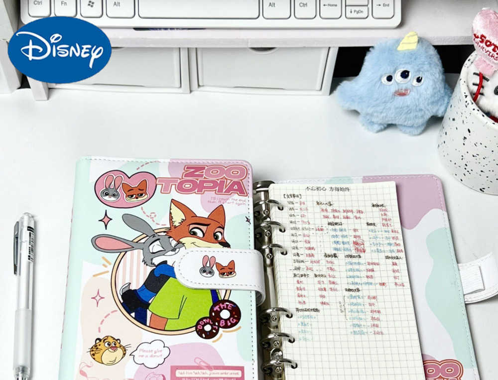Disney Zootopia A6 PU Soft Cover Binder Student High-Value Magnetic Buckle Heartbeat Diary Thickened H251119-image-1085213833