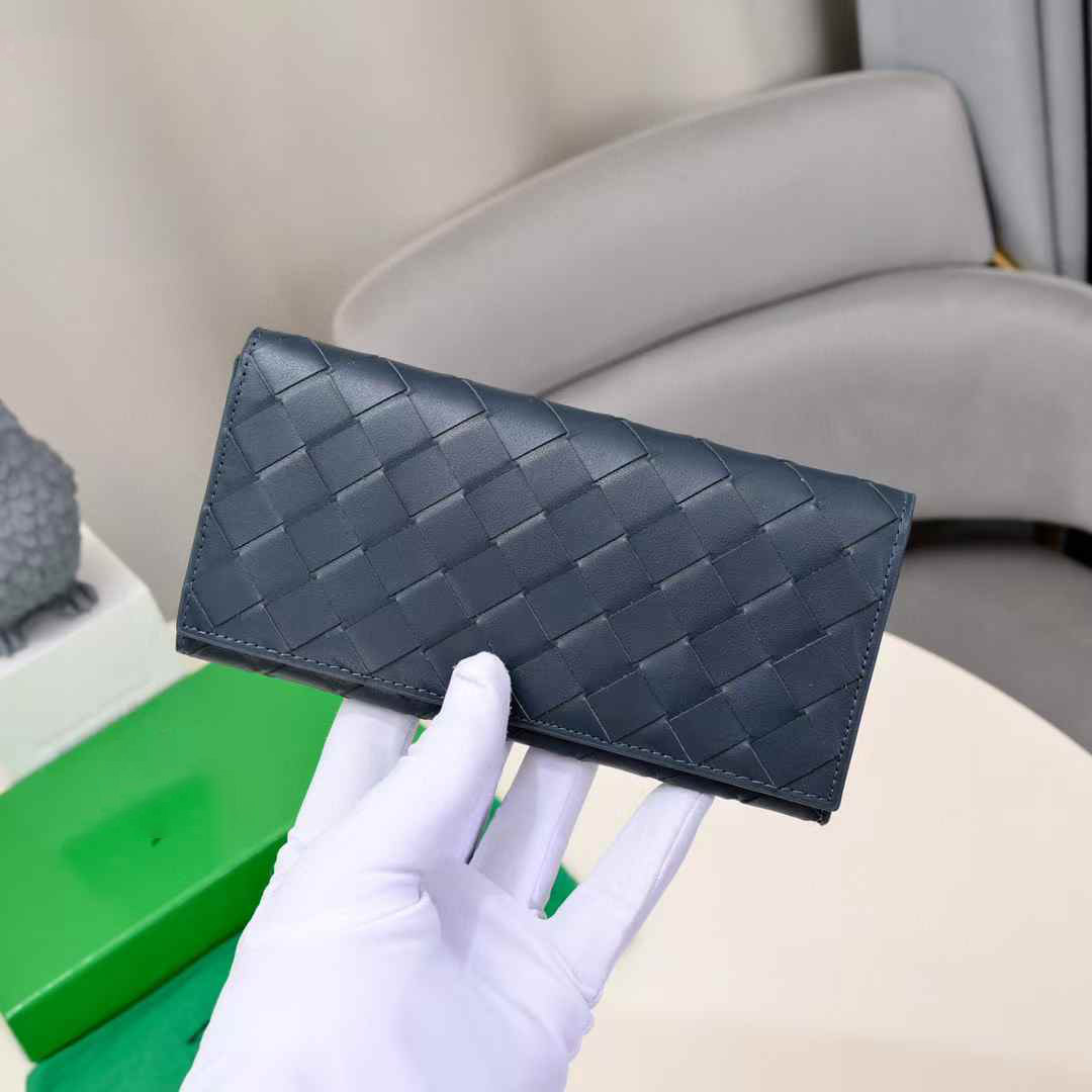 Unisex Knitted Intertwined Leather Long Wallet for Men & Women - Premium Cowhide Bifold Pouch casual knitting square wallet