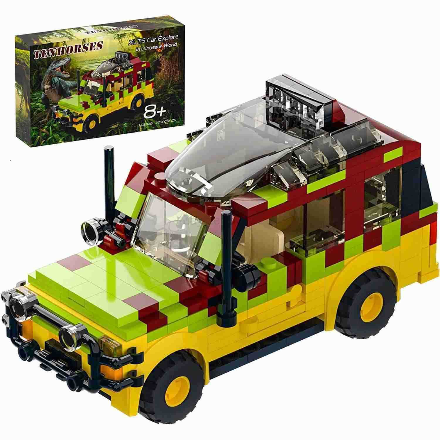 309Pcs Jurassic public park Explorer Soldier Building Blocks off-road vehicle model Willis Jeeped antiaircraft gun Kids toys C251118-image-1085180246