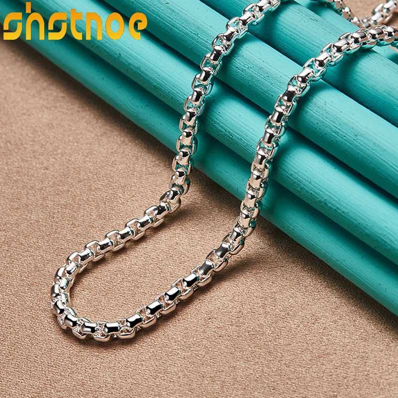 SHTLE 925 SERPING SIRGE 4MM 18/20/22/24 pouces Collier de chaîne de boîte rond adaptée aux femmes et aux hommes et aux hommes et à la mode de mar