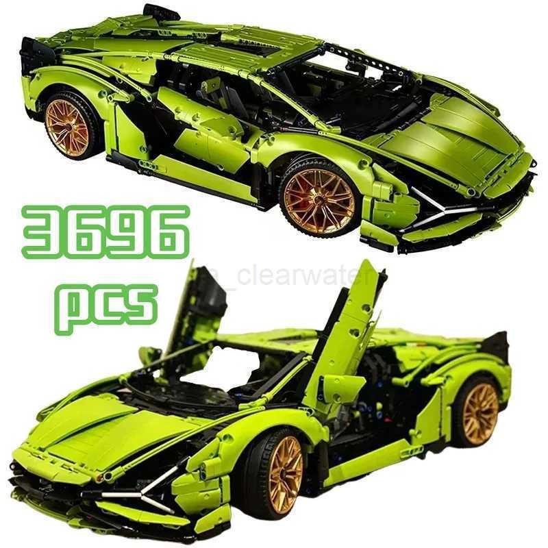 es 2024 New Technology Sports Car Building Green Lamborghini Models Famous Vehicle Assembly Blocks Childrens Toys Adult Gifts C251118-image-1085179786