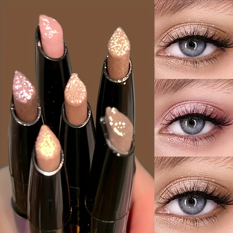HERORANGE glitter highlighter pen, clear and glittering diamond fluorescent eyeliner pen, eye shadow stick, 6 colors optional-image-1054146885