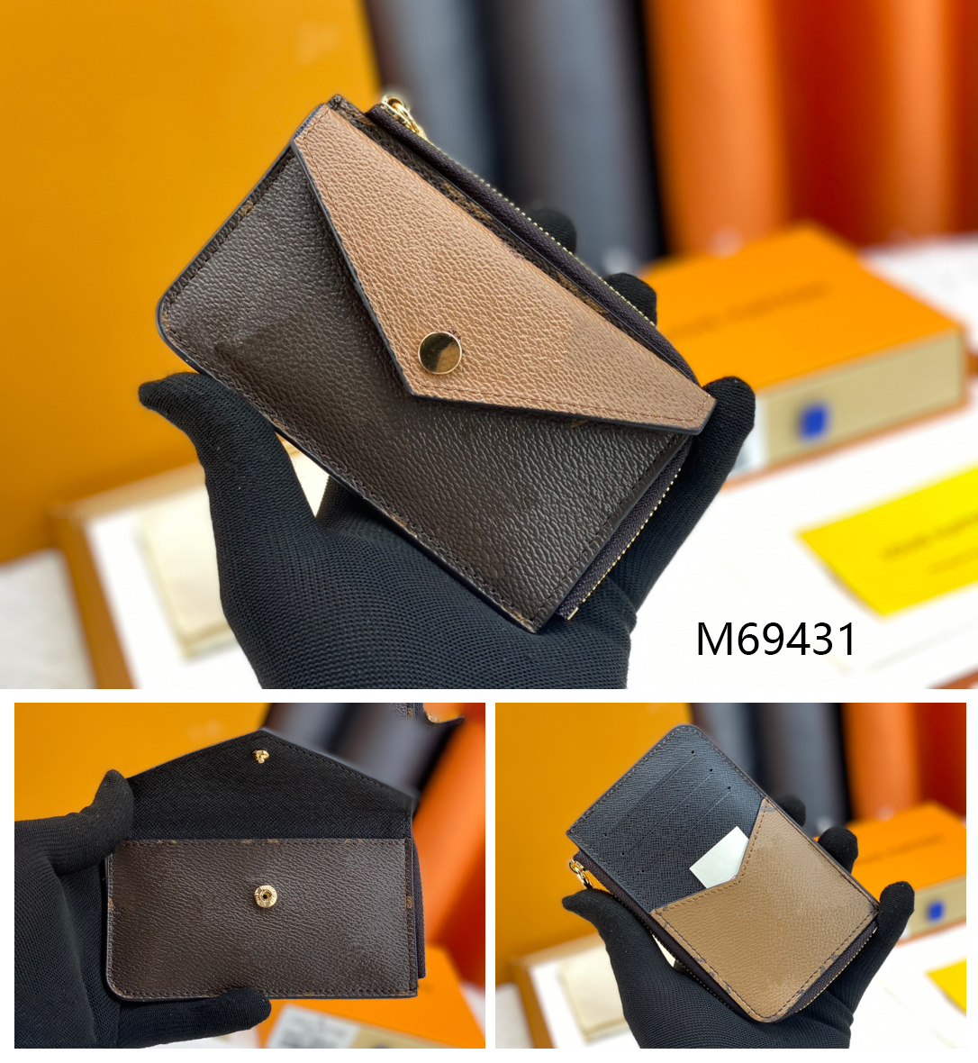 Designer leather Wallet High quality clip Metal buckle Wallet Lattice zipper Luxury Women Card Holder Purse credit card holder Handbag Money Bag Wit