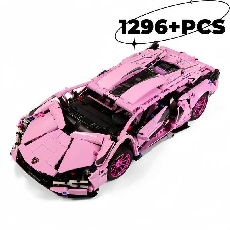 1314PCS Technical Pink Lamborghinied Racing Car Building Block Model Sports City Vehicle Assemble Bricks Toy For Kids Adult Gif C251118-image-1085180221