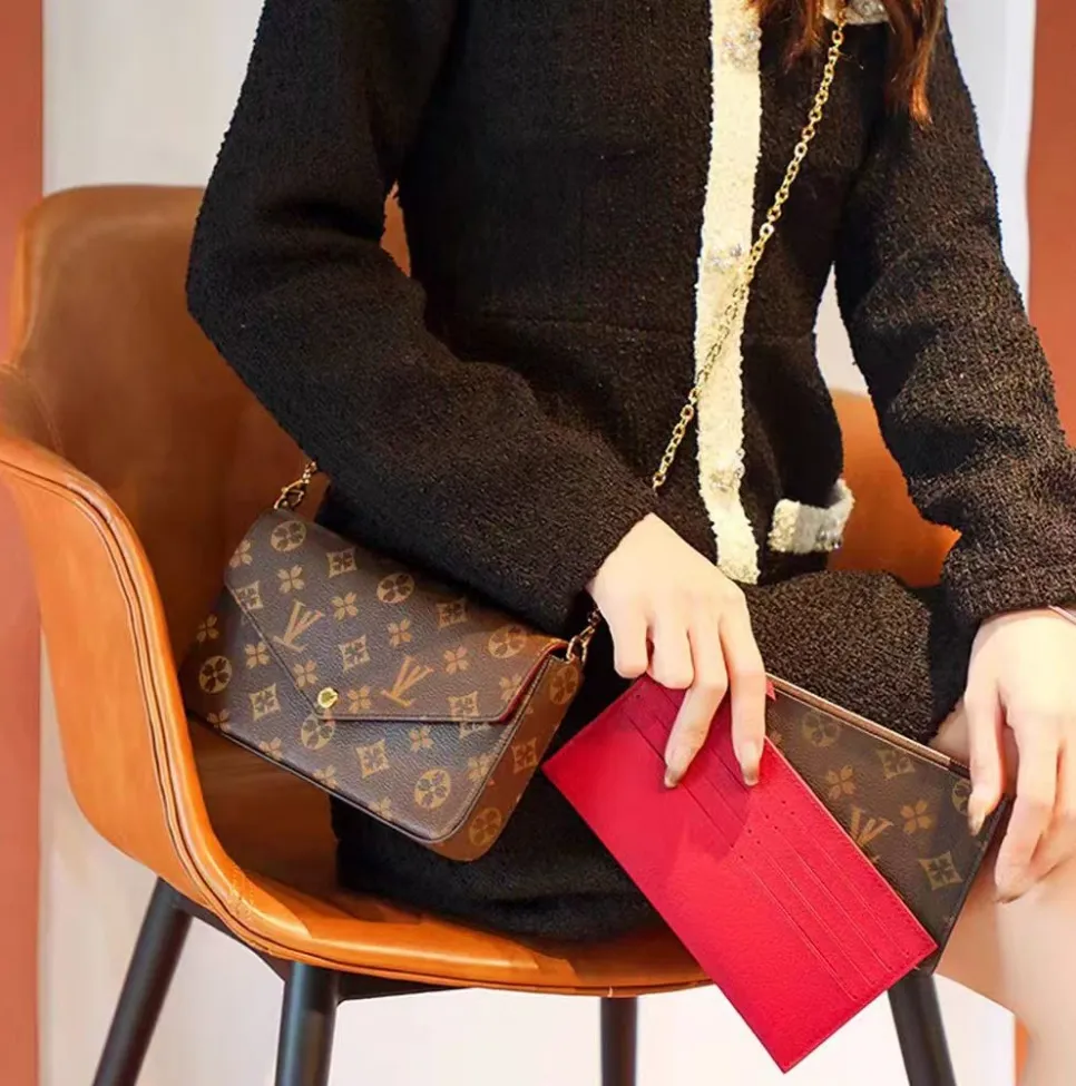 Bags 3/p Set Top Luxury Designer Wallet Shoulder Women Classic Flower Pochette Felicie Bag Leather Clutch Tote Female Messenger bag with box