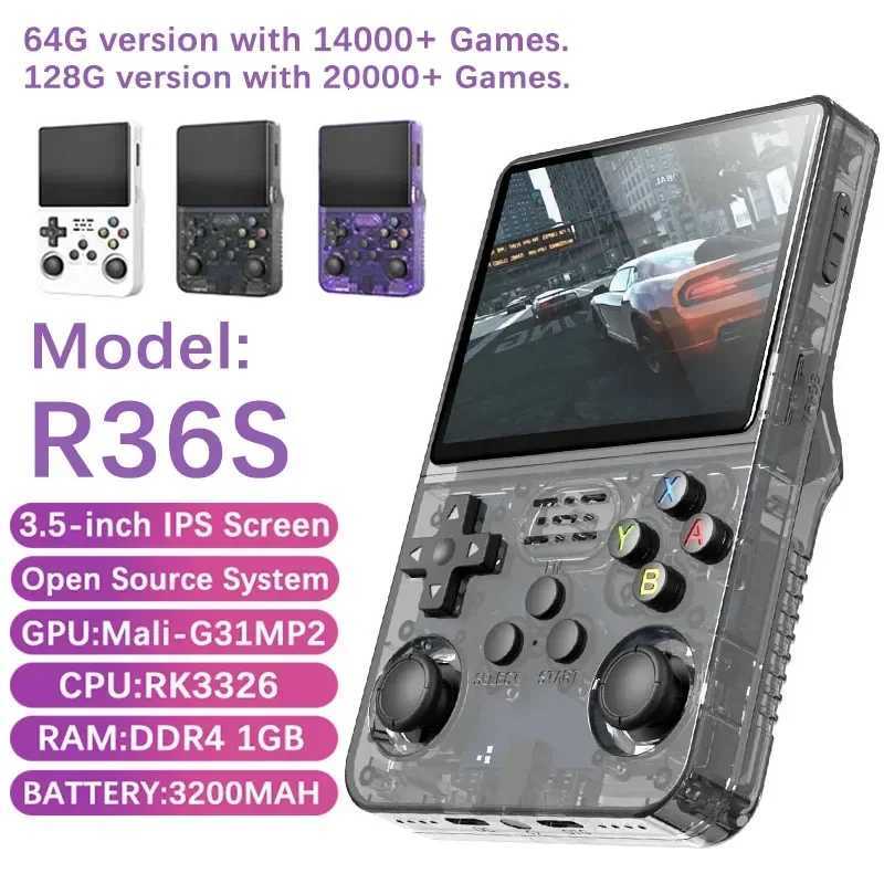 R36S Portable Open Source Video Game Console 64G/128B 35 Inch IPS Sn Orange Linux Pocket Player with 15000 Preloaded Games H251119-image-1085260307