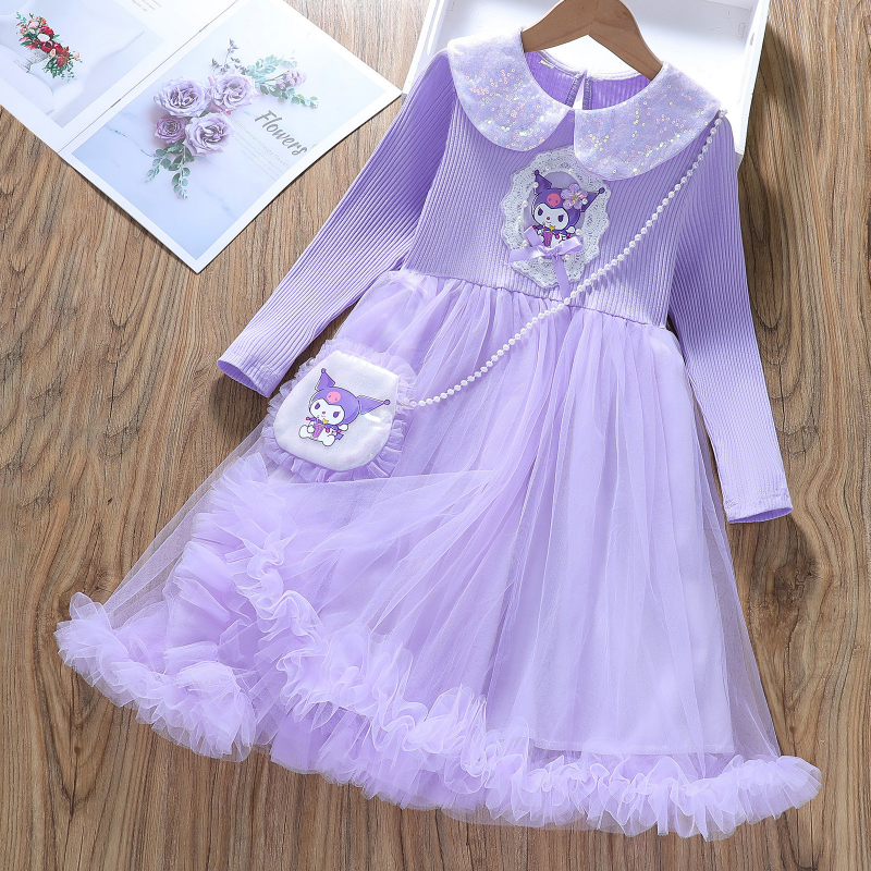 Girls designer clothes baby clothes Princess Kuromi dress with puffy skirt fluffy dress baby girl dress kids designer clothes girl.-image-1054116368
