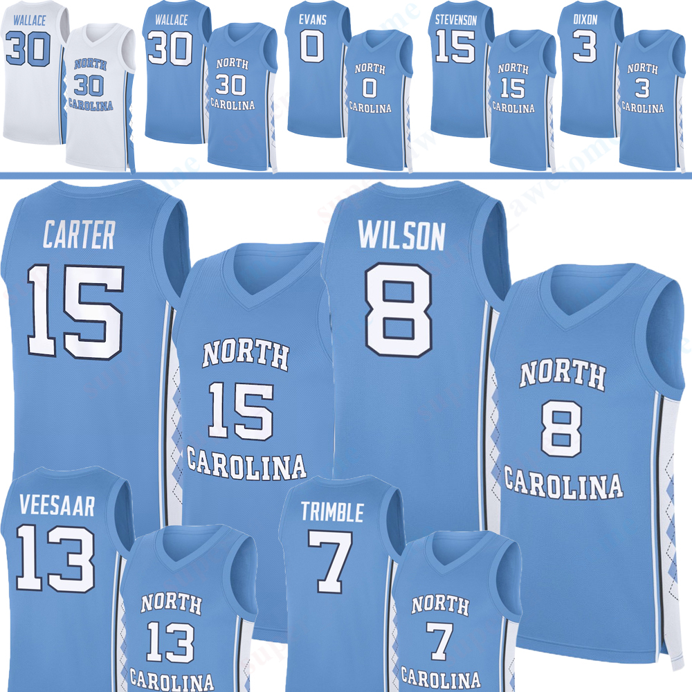8 Caleb Wilson UNC Maillot de basket-ball de Caroline du Nord Henri Veesaar Seth Trimble Luka Bogavac Kyan Evans Jarin Stevenson Derek Dixon Hans