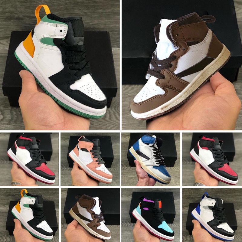 Kids 1 OG Chaussures de basket Homme Banned Mid Bred Multi Couleur Gym Rouge Chicago Black Toe Baskets Top 1s Enfants