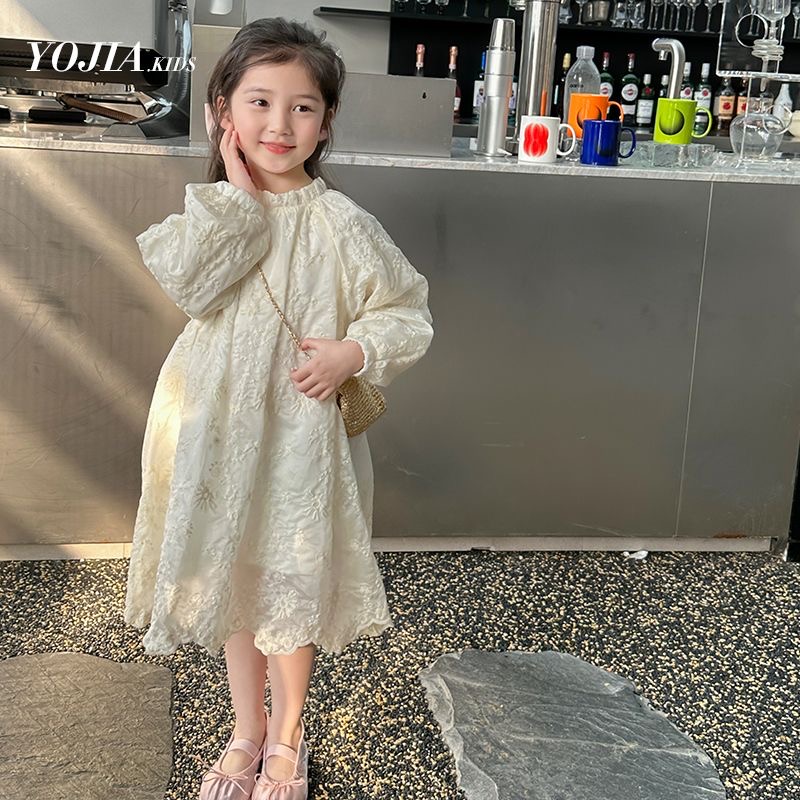 D727 Girls&#039; Spring Dress 2024 New Style Stylish Long-Sleeved Princess Dress for Spring and Autumn Children&#039;s Skirt-image-1085439775