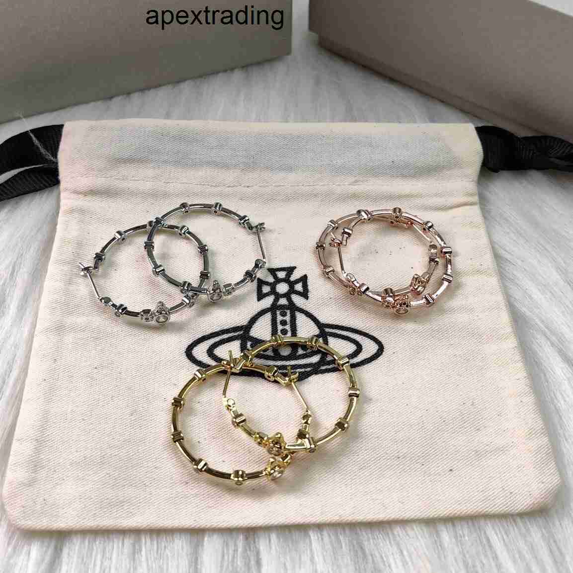 Vivienme''viviennenlies Designer Westwood Jewelry High Version of the Western Empress Dowagers Bamboo Earrings Fashionable and Elegant wit